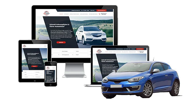 Ankaufseite mobil – Autoankauf Siegen mit rotem PKW